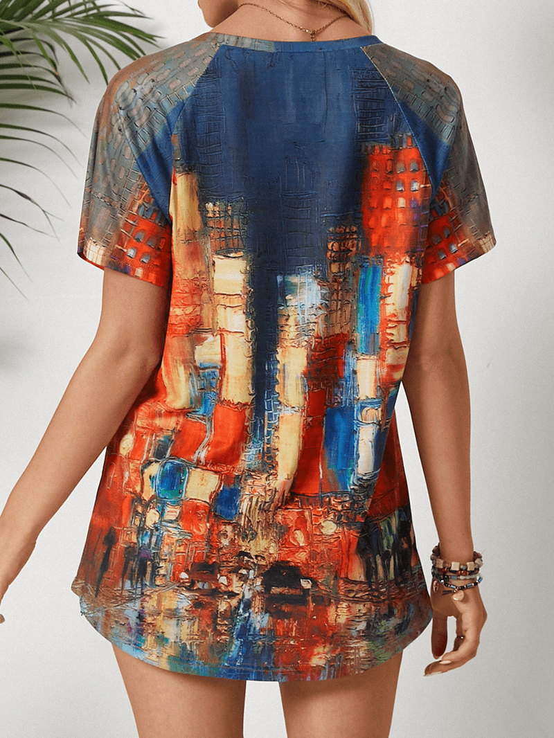 Graffiti Style Floral Print Casual Holiday Shirts