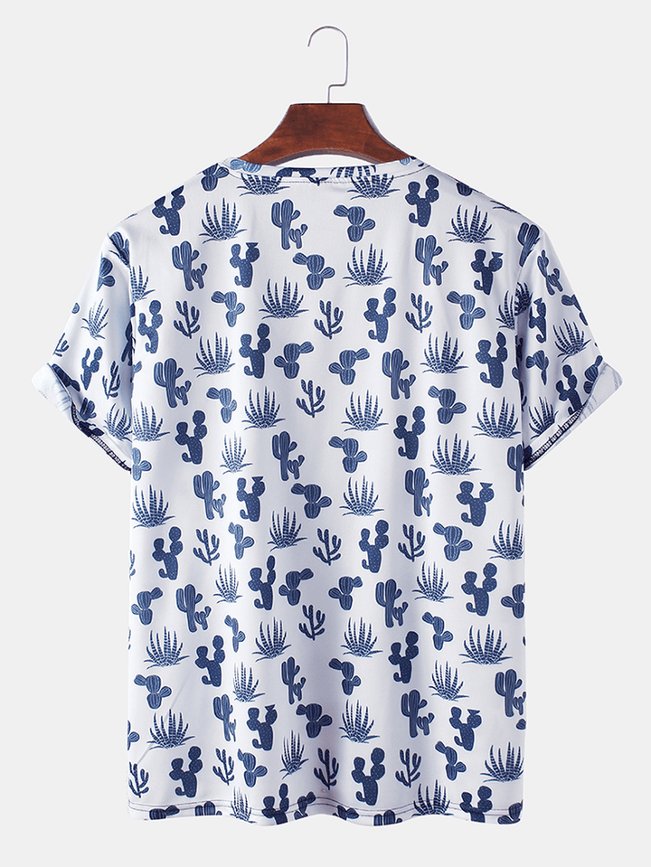 Designer Cactus Print Short Sleeve T-Shirts