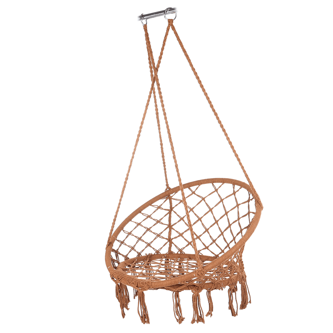 Cotton Metal Swing Seat Hanging Chair Hammock Max Load 240Kg for Outdoor Garden Camping - MRSLM