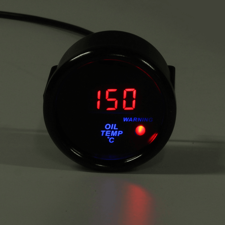 2 Inch 52Mm 20-140℃ Oil Temperature Gauge Digital LED Display Black Face Car Meter with Sensor