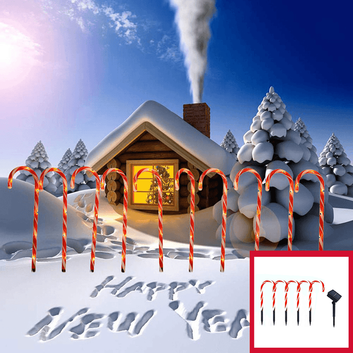 2020 Christmas Candy Cane Crutch String Lights Solar Powered LED Garland Path Landscape Light Lawn for Outdoor Wedding Decoration