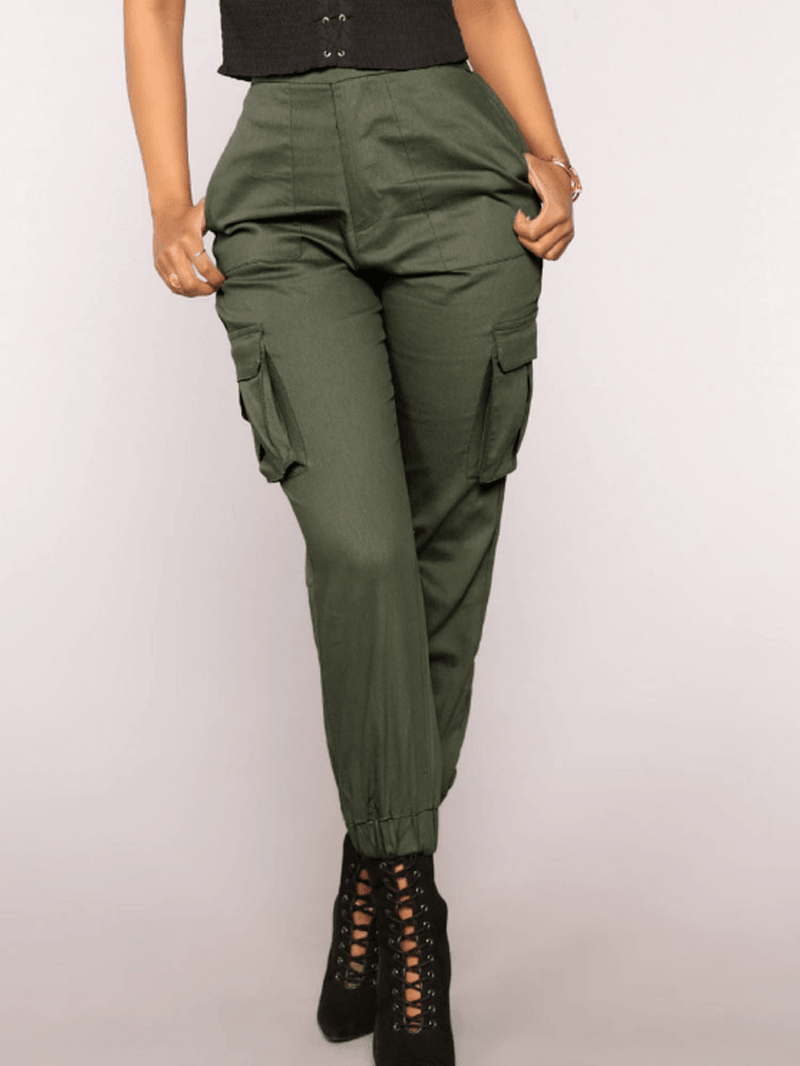 Solid Color High Elastic Waist Casual Harem Pants