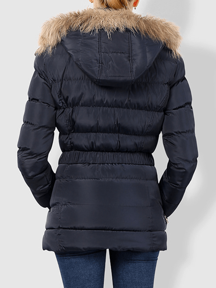 Faux Fur Hooded Quilted Coat