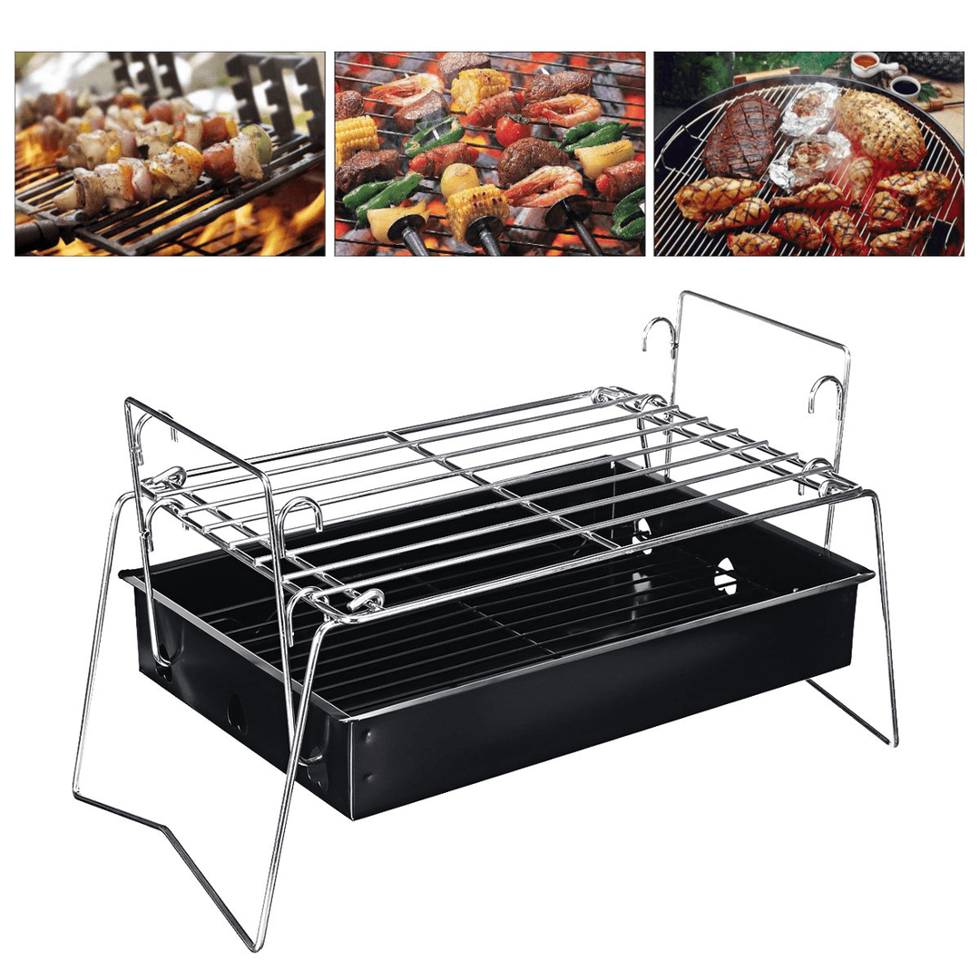 Fold Barbecue Charcoal Grill Stove Shish Kabob Stainless Steel BBQ Patio Camping