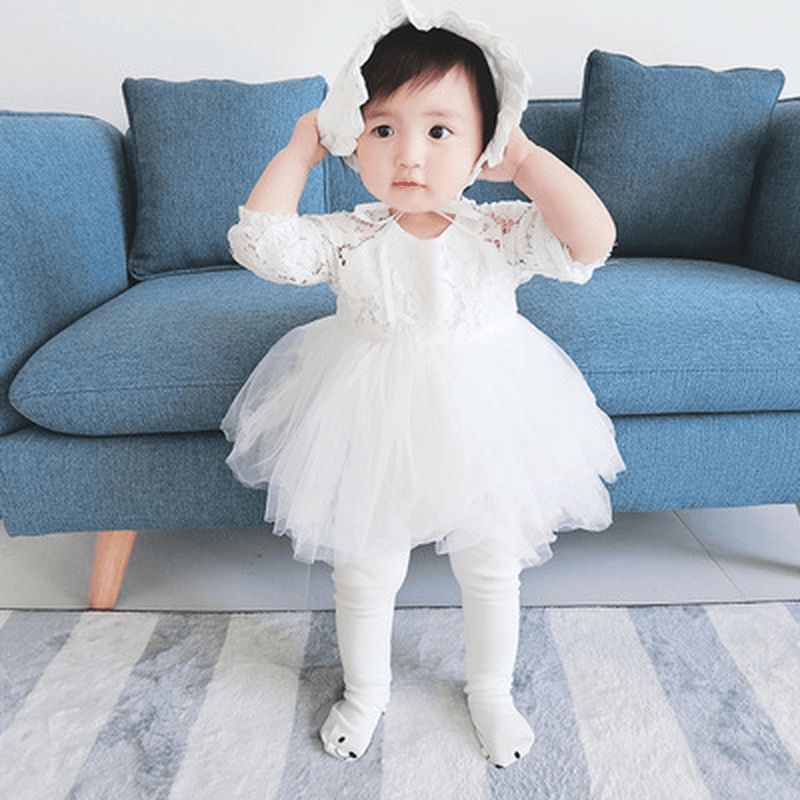 Qz7013 on Behalf of One Generation Ins Infant Explosion Lace Dress with Hat Gauze Dress. - MRSLM