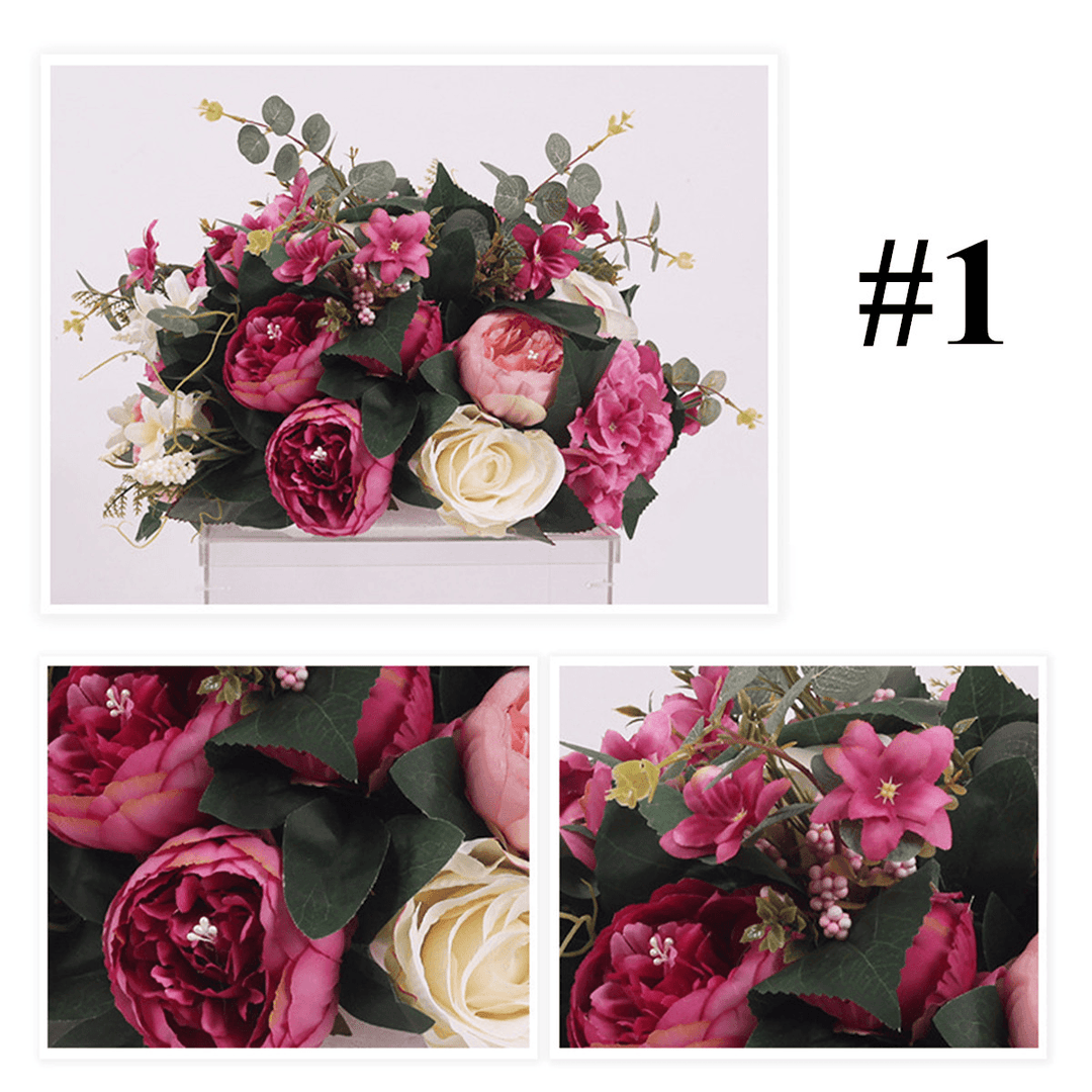 38Cm Silk Rose Peony Artificial Flower T Station Stand Backdrop Wedding Decor Supplies - MRSLM