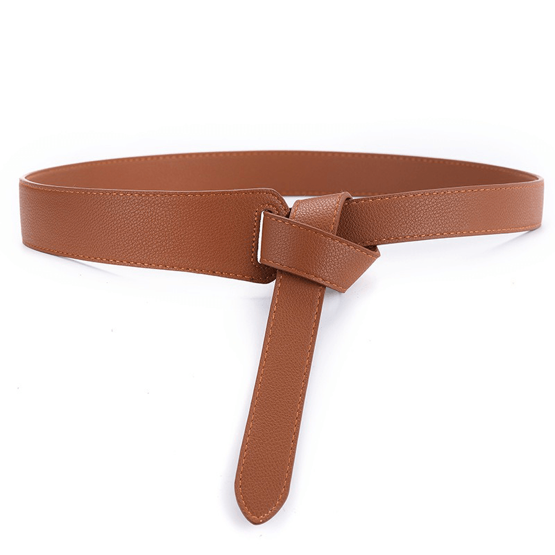 117CM Women PU Leather Girdle Ladies Dress Knot Waist Belt - MRSLM