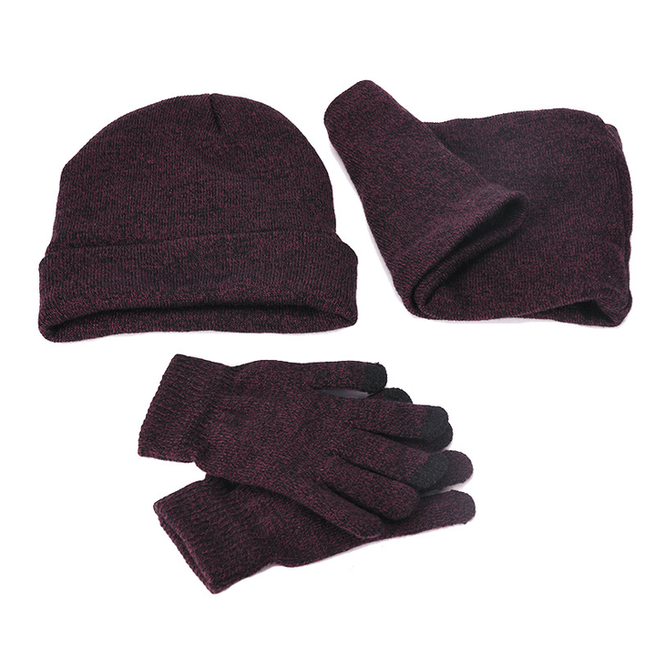 Men Women Winter Knit Hat Scarf Gloves Set - MRSLM