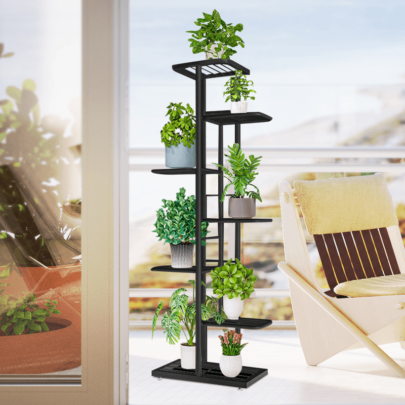 7/8 Black/White Layers Retro Iron Plant Stand Pot Plant Display Shelves Garden Home Decoration