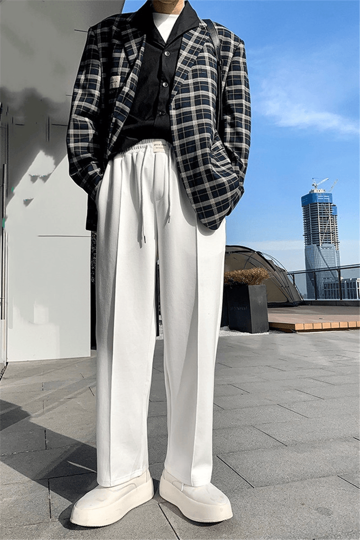 Loose Straight Drape Cotton Wide-Leg Casual Pants