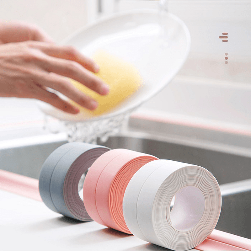 3.8CM X 3.2M PVC Kitchen Bathroom Sink Waterproof Sealing Tape Anti-Mildew Strong Self-Adhesive Bathtub Sealing Tape Wall Sticker - MRSLM