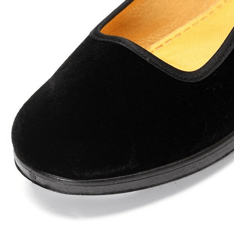 Womens Chinese Style Solid Color Cotton Sole Buckle Casual Flats