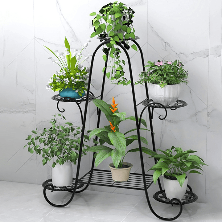 6-Layer Flower Stand Wrought Iron Plant Shelf Indoor Creative Art Rack