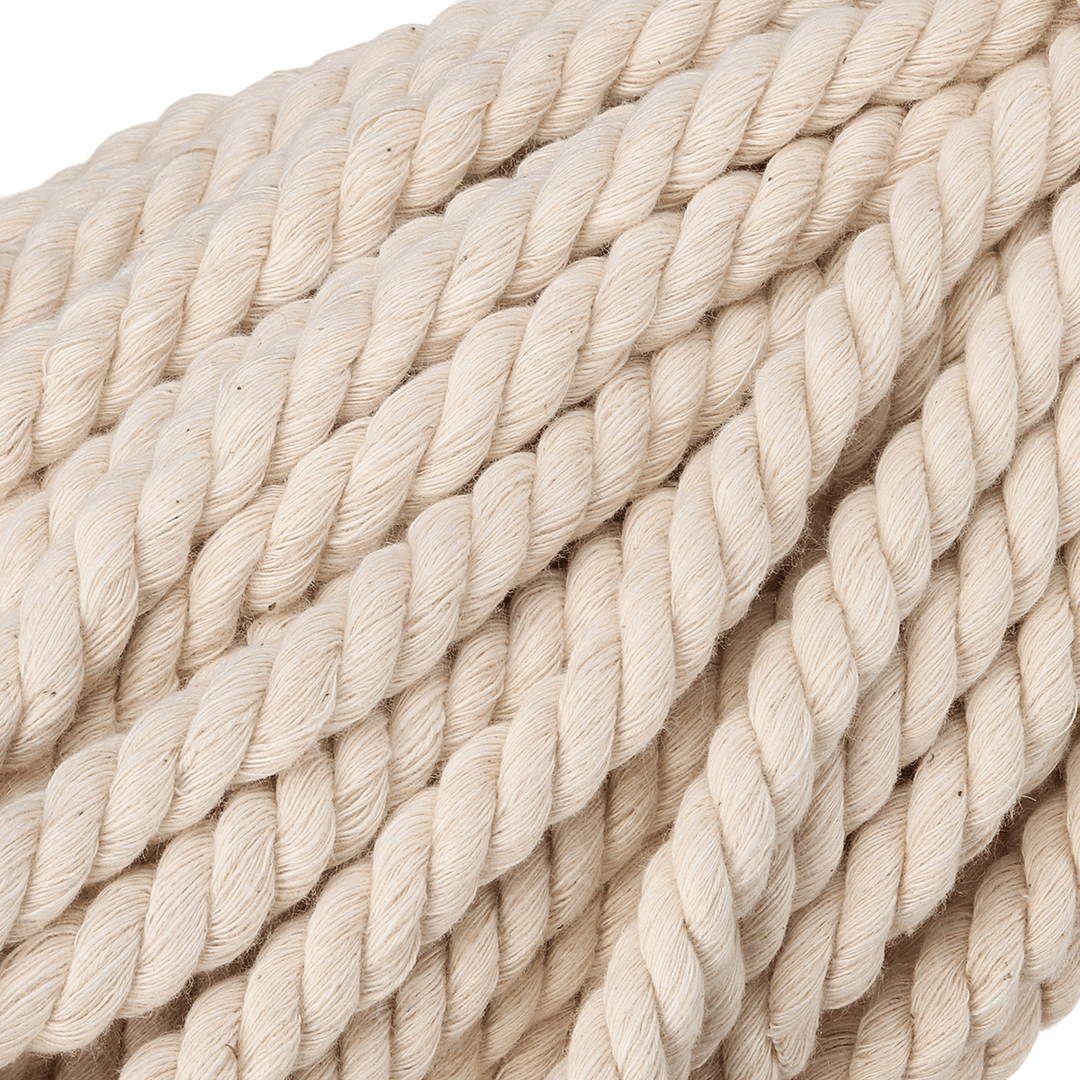 Cotton Rope 8Mm Natural Beige Twisted Cord DIY Craft Macrame Handmake String 45M Decorations