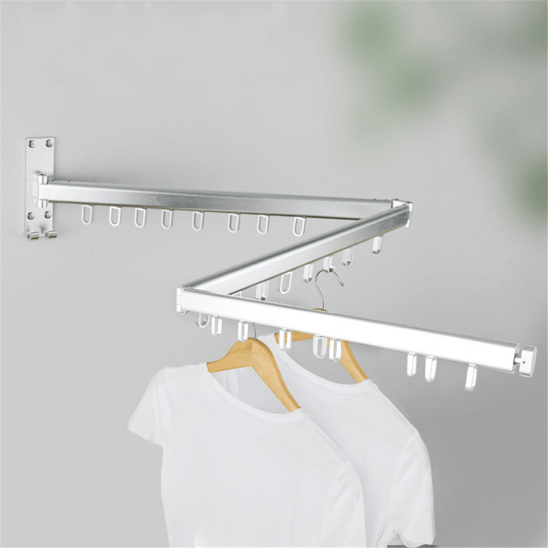 Folding Clothes Hanger Wall Mounted Telescopic Drying Rack Balcony Room Outdoor