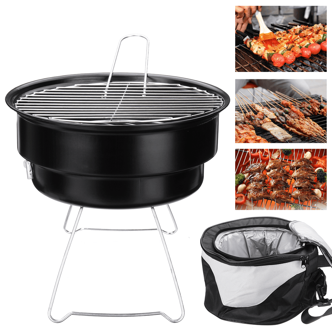 2 in 1 Portable Barbecue Oven Folding BBQ Grill with Cooler Bag Camping Hiking Picnic