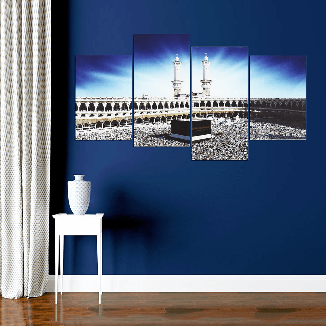 4 PCS Wall Art Print Mecca Islamic Kaaba Hajj Canvas Paintings Decor