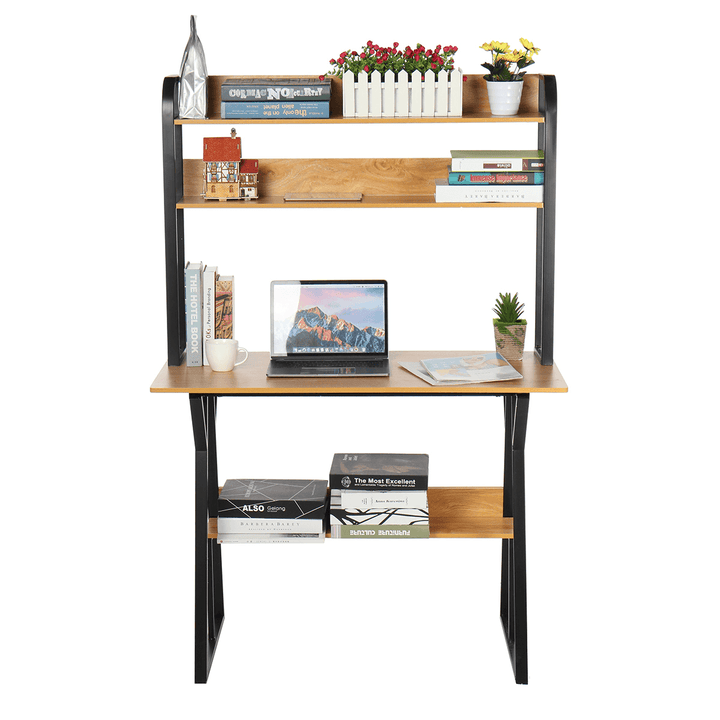 2 in 1 Computer Desk Storage Shelf Modren Student Writing Study Table Office Workstation Home Laptop Desk Bookshelf - MRSLM