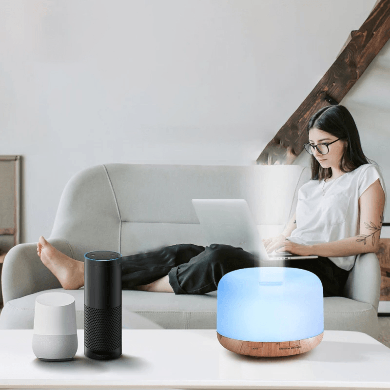 500ML Smart Wifi Humidifier Two Modes Colorful Ultrasonic Atomization Diffuser Voice Control Essential Oil Aroma Diffuser