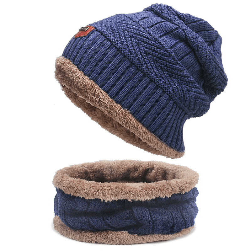 Autumn Winter Hats and Scarves for Men and Women with Velvet Thick