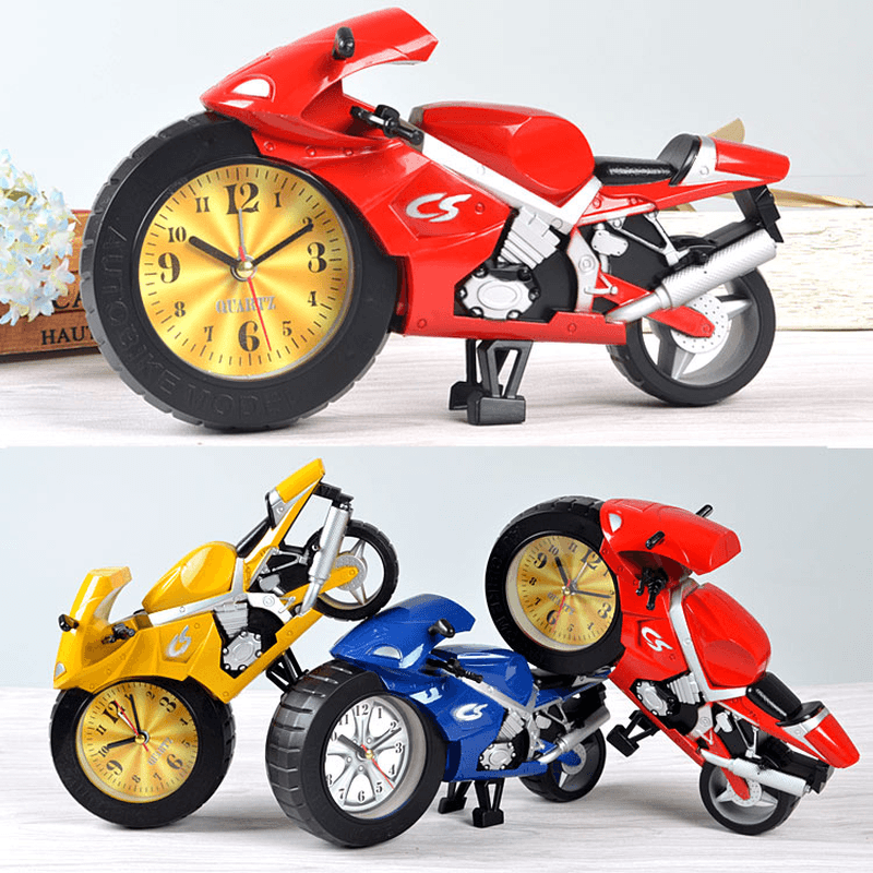 Creative Lazy Student Kids Cartoon Portable Clock Personality Bedroom Mini Clock Motorcycle A