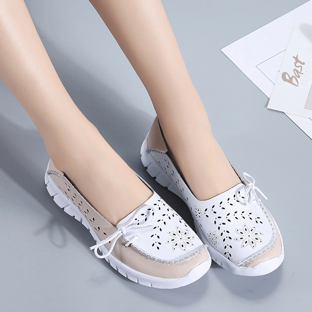 Women Stricing Flowers Hollow Sports Non Slip Casual Loafers