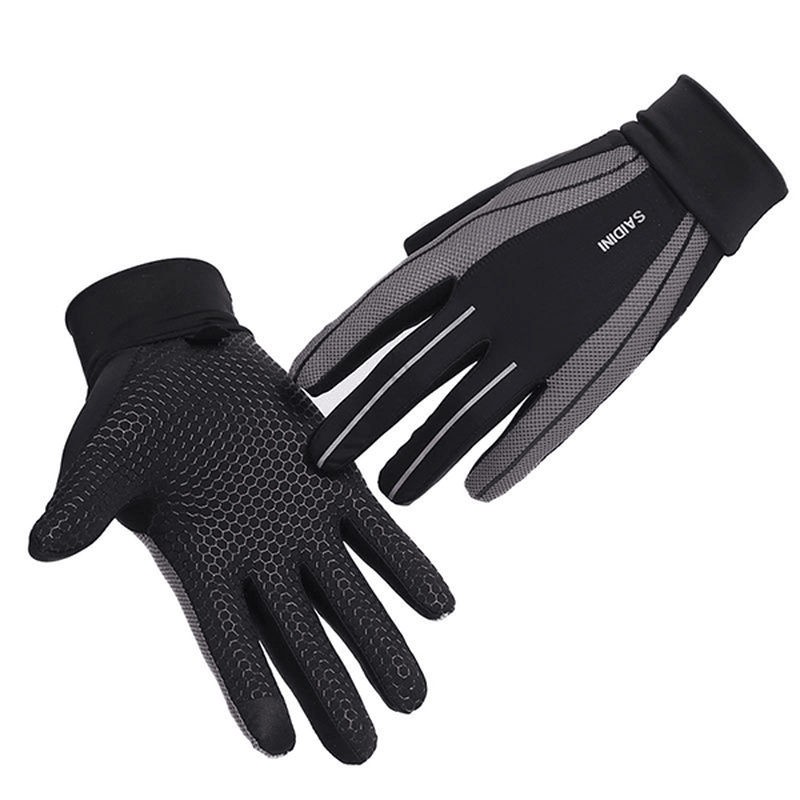 Mens Silicone Riding Non-Slip Touch Screen Gloves Thicken Windproof Full Finger Glove