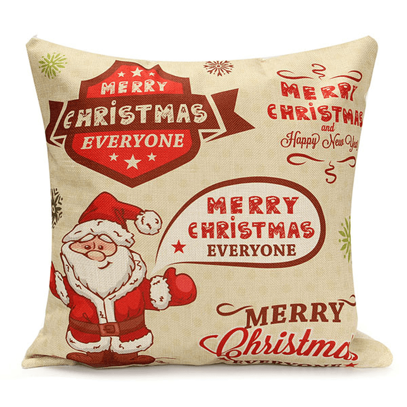 45X45Cm Christmas Santa Claus Snowmen Gift Fashion Cotton Linen Pillow Case Home Decor