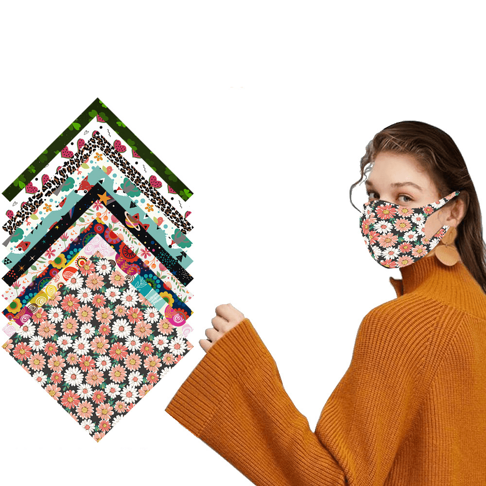 10 Pieces of Materil DIY Dustproof Fashion Masks Homemade Masks Printed Masks Elastic Cloth Masks