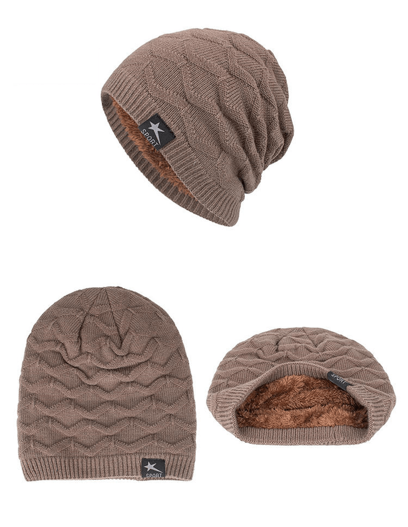 Men'S Knitted Woolen Thick Warm Toe Cap Sports Cap