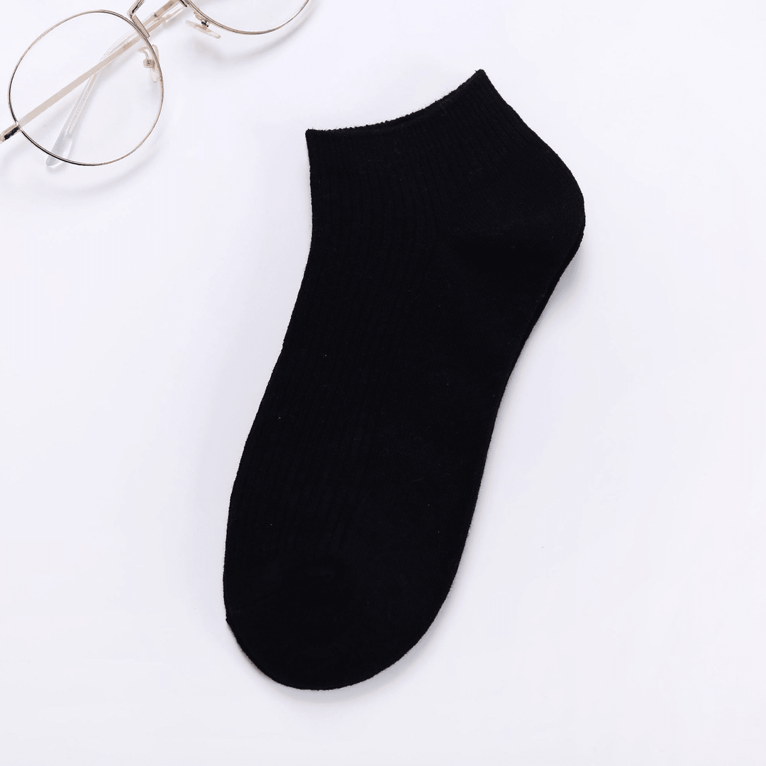 Men'S New Breathable Double Needle Boat Socks Men'S Socks Wild Solid Color Draw Socks Socks Cotton Sweat Socks - MRSLM