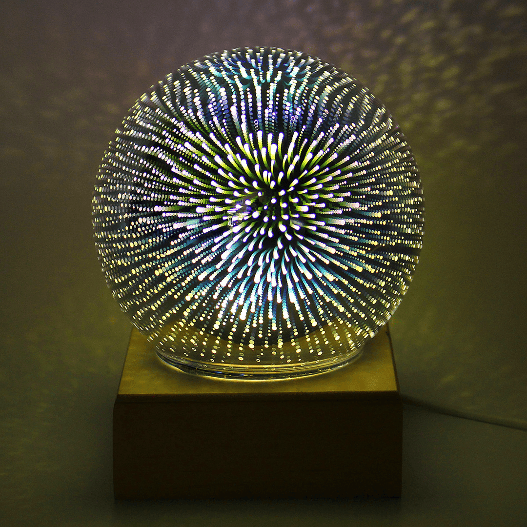 3D USB Magic Base Glass Ball Sphere Lightning Lamp Night Light Party Festival Firework