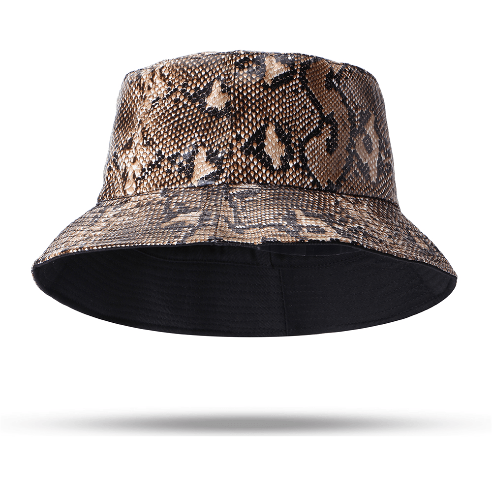 Unisex Snake Pattern Bucket Hat Double-Sided Bucket Hat Wearable Sun Shade Fisherman Hat