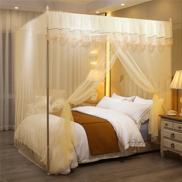 Mosquito Net 4 Corner 180*200CM Big Bed Canopy Home Bedding Lace Elegant - MRSLM