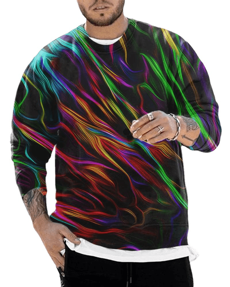 Digital Printing Loose Casual round Neck Long Sleeve Sweater