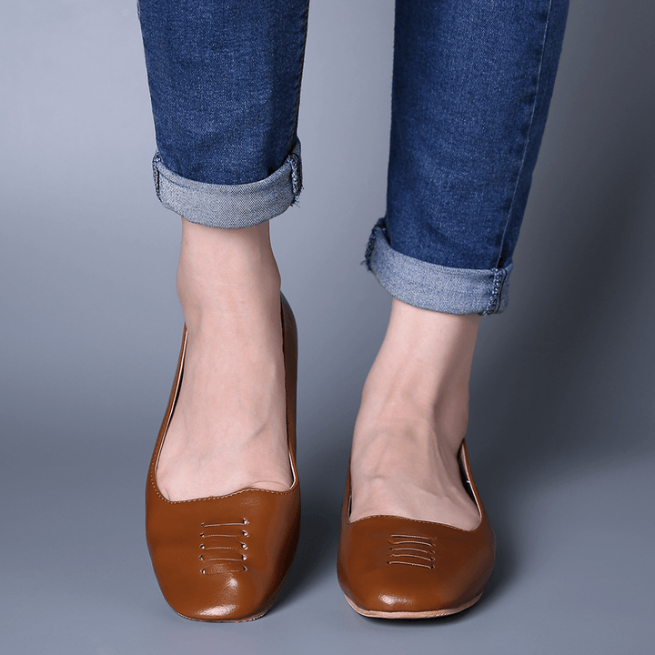 Women Square Toe Comfy Lightweight Slip on Loafers