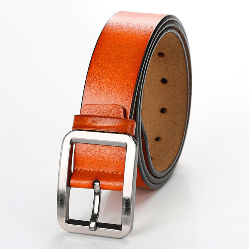 Men'S Explosive Leather Simple Retro Pin Buckle Belt