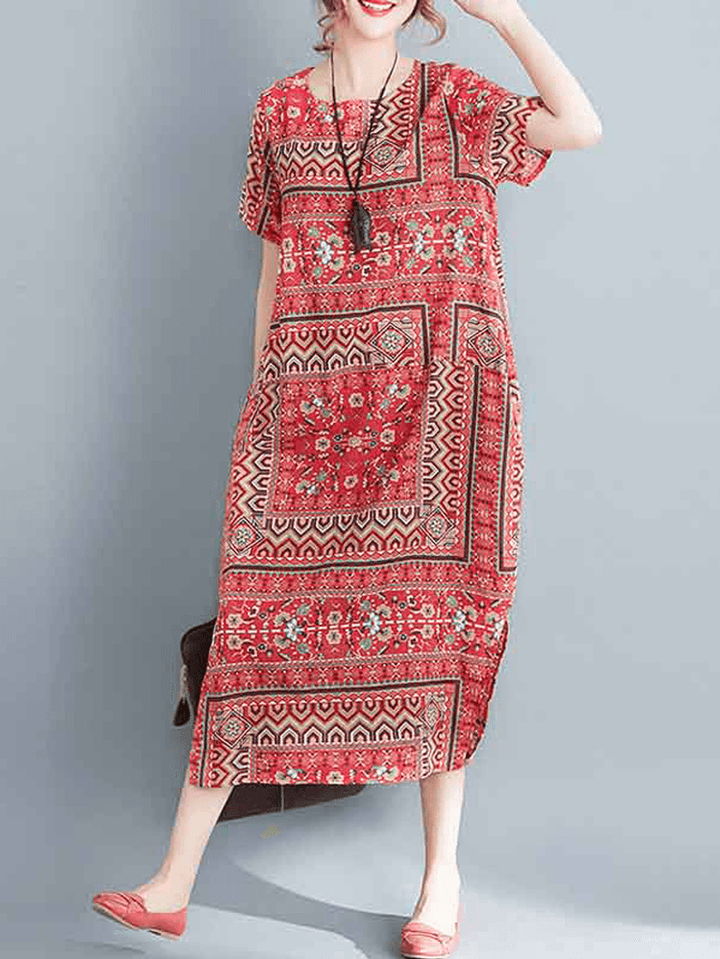 Ethnic Women Printing Cotton Vintage Dress