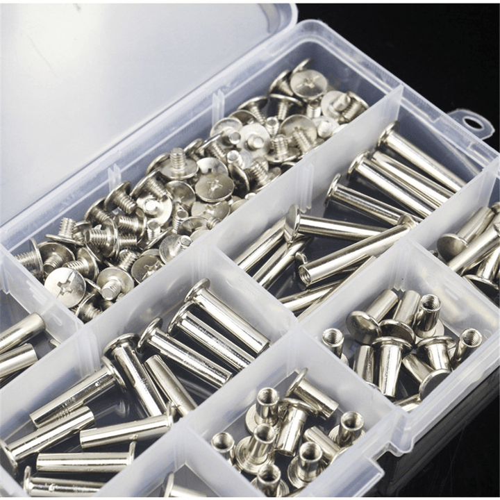 90 Sets M5 6-30Mm Nickel Plating Phillips Chicago Binding Posts Stud Screws Rivet Button Bookbinding