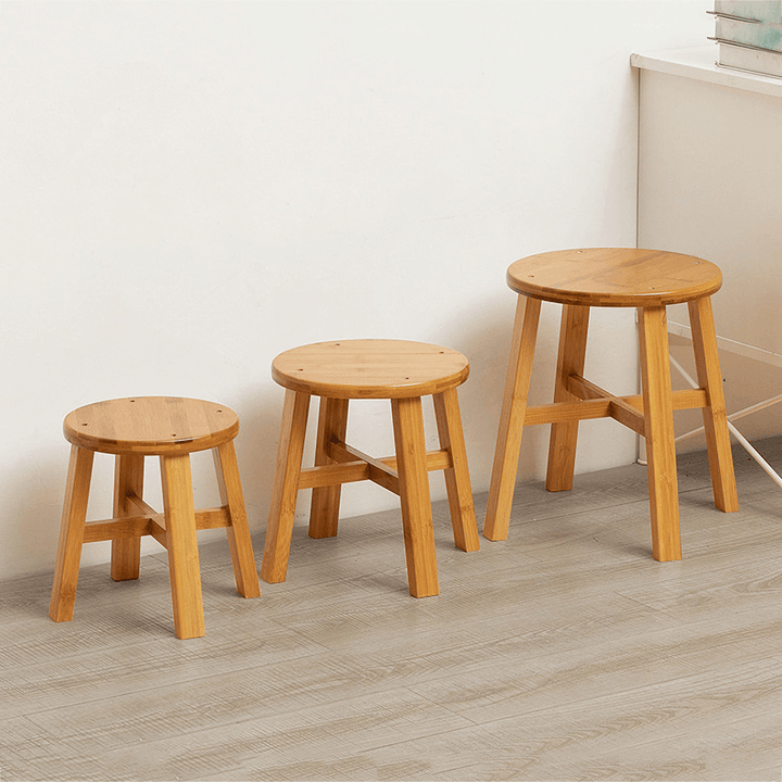 1 Pcs Bamboo Stool Wooden Chair Fishing Footstool Household Shoes Change round Footstool Low Stool Tea Table Sofa Stool