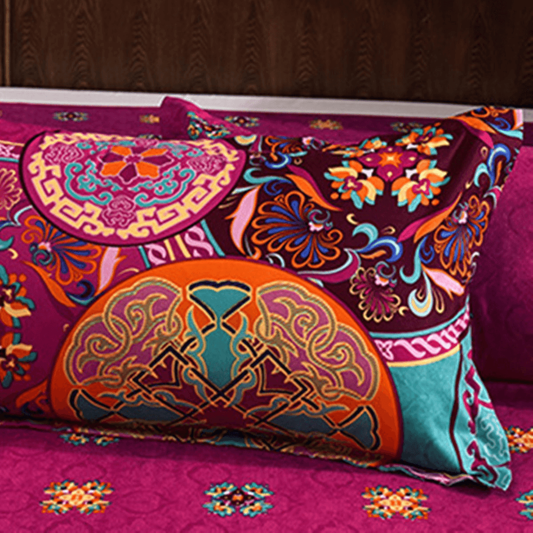 4Pcs Oriental Mandala Polyester Single Double Queen Size Bedding Pillowcases Quilt Duvet Cover Set