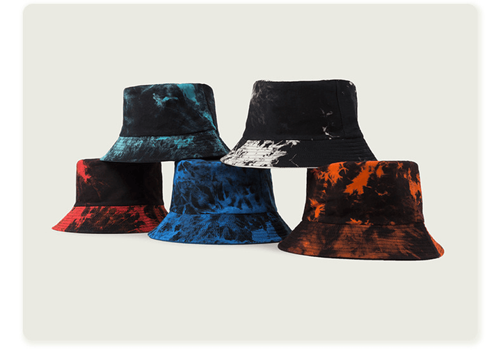 Irregular Tie-Dye Potted Hat Men'S Fisherman Hat Double-Sided Wearable Hat