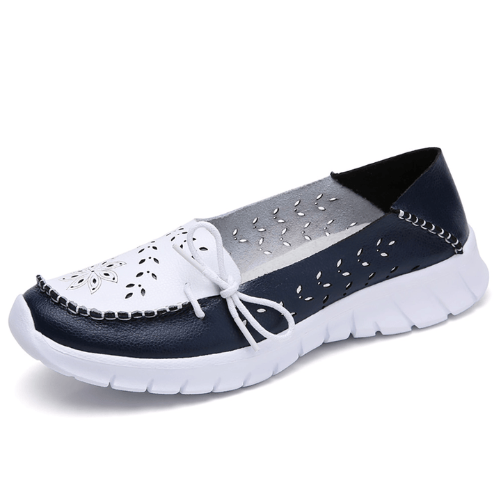 Women Stricing Flowers Hollow Sports Non Slip Casual Loafers - MRSLM