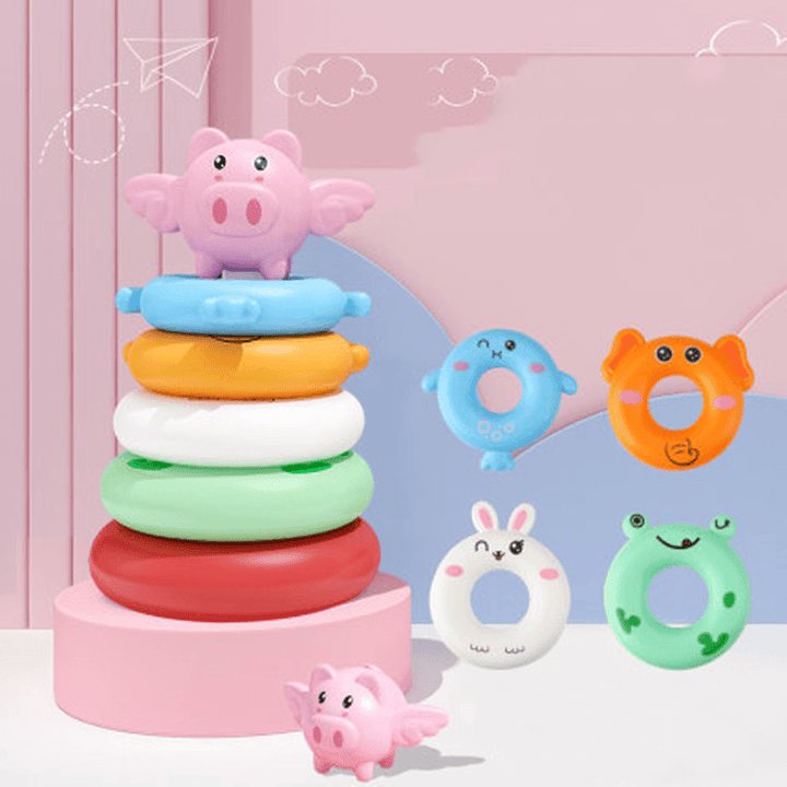 Toy Children'S Baby Puzzle Early Education Rainbow Set Animal Ring