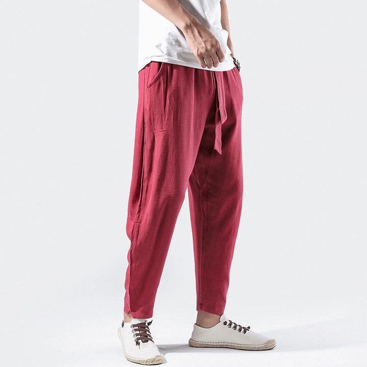 Linen Pants Chinese Style Casual Loose Large Size Harem Pants