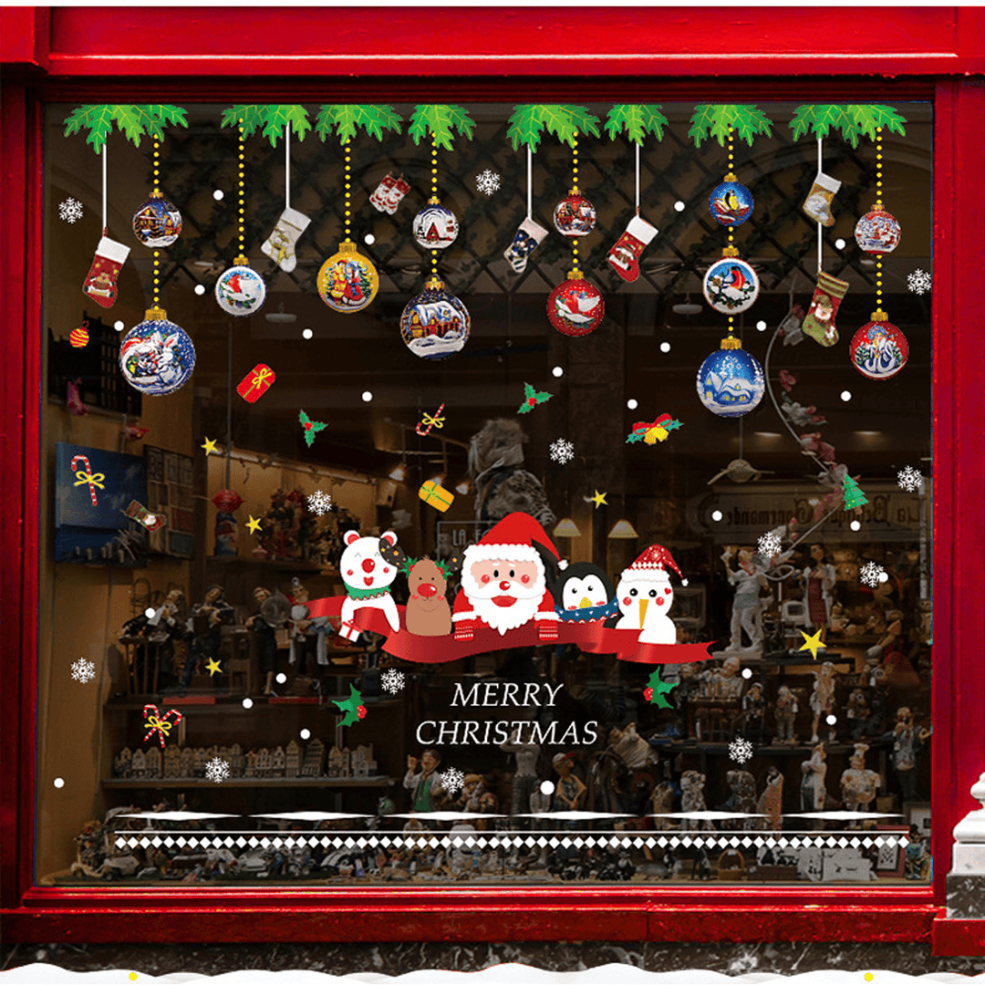 2020 Christmas Decoration Sticker Glass Windows Decals Merry Christmas Home Decoration Wall Stickers Kids Room New Year Wallpaper