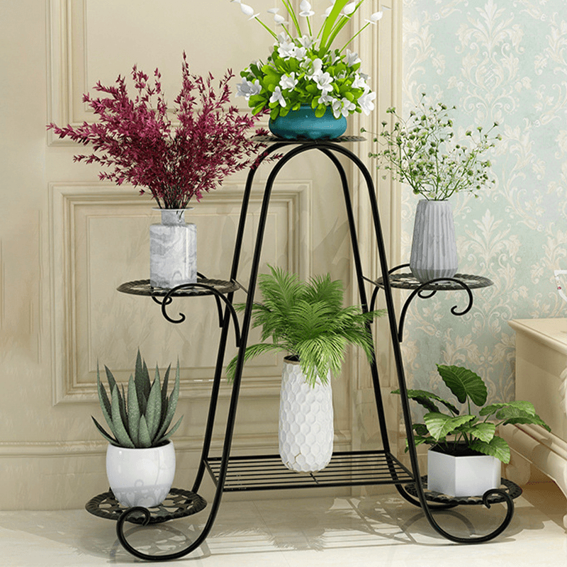 6-Layer Flower Stand Wrought Iron Plant Shelf Indoor Creative Art Rack