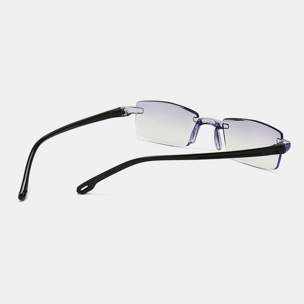 Unisex Anti-Blue Light Frameless HD Diamond Trimming Bi-Light Dual-Use Reading Glasses Presbyopic Glasses