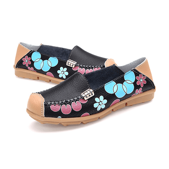 Women Flats Shoes Comfortable Breathable Slip on Flower Floral Flat Loafers Shoes