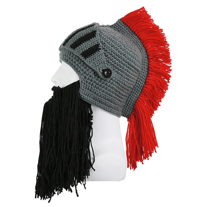 New Adult Red Crown Roman Knight Mustache Hat